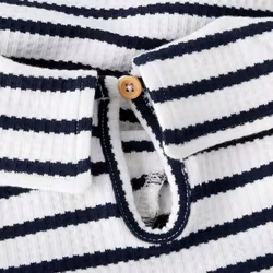 Klänning lång ärm ekologisk bomull randig marinblå