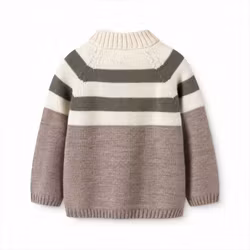 Barnkofta 100% merinoull beige med ränder