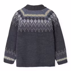 Cardigan/Kofta 100% merinoull Ombre blue mönstrad blå