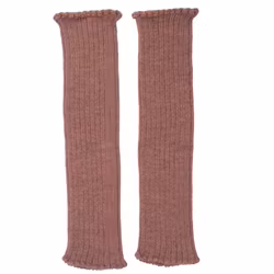 Benvärmare ribbstickad ull puderrosa Mariedal