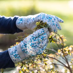 Trädgårdshandskar mörkturkosa blommor