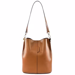 Väska i läder bucket bag cognac