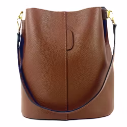 Väska i läder bucket bag brun