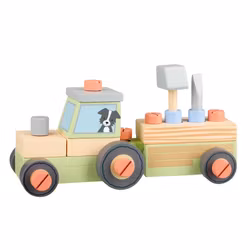 Träbyggset traktor med släp Orange tree toys