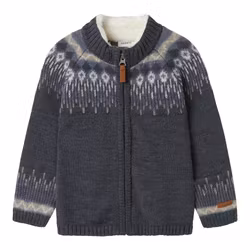 Cardigan/Kofta 100% merinoull Ombre blue mönstrad blå