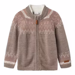 Cardigan/Kofta 100% merinoull Satellite mönstrad rosa