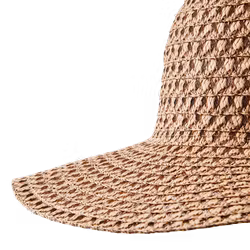 Stråhatt dam beigebrun flätad