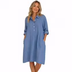 Skjortklänning linne Emilia 36-42 blu denim