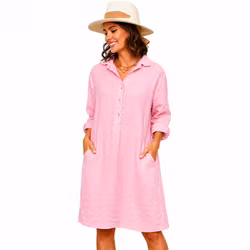 Skjortklänning linne Emilia 36-42 rosa confetto