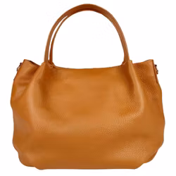 Handväska i mjukt läder axelrem cognac