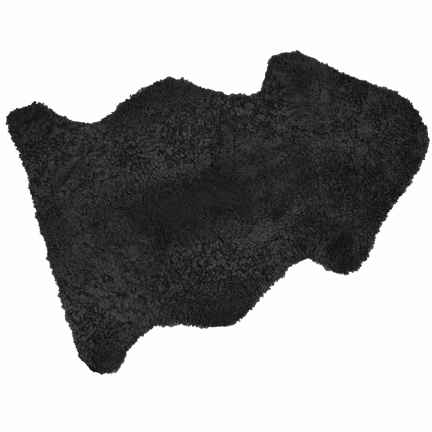 Mjuk och smålockigt svart fårskinn - perfekt för soffan, sängen eller barnvagnen. Tvättbart.