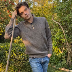 Herrtröja half-zip 100% ofärgad ull mullvad Elm Ivanhoe