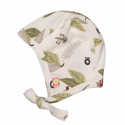 Hjälmmössa baby 100% ekologisk bomull bladmönster