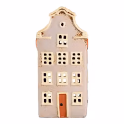 Keramikhus lykta värmeljus grålila