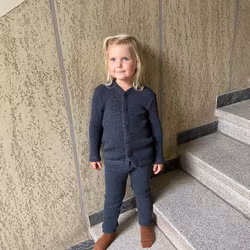 Cardigan/Kofta ribbstickad 100% merinoull