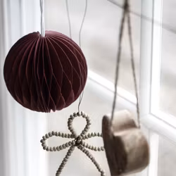 Juldekoration i papper mörkröd rund 3-pack