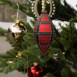 Julgranskulor glas mönstrade twill avlång 4-pack