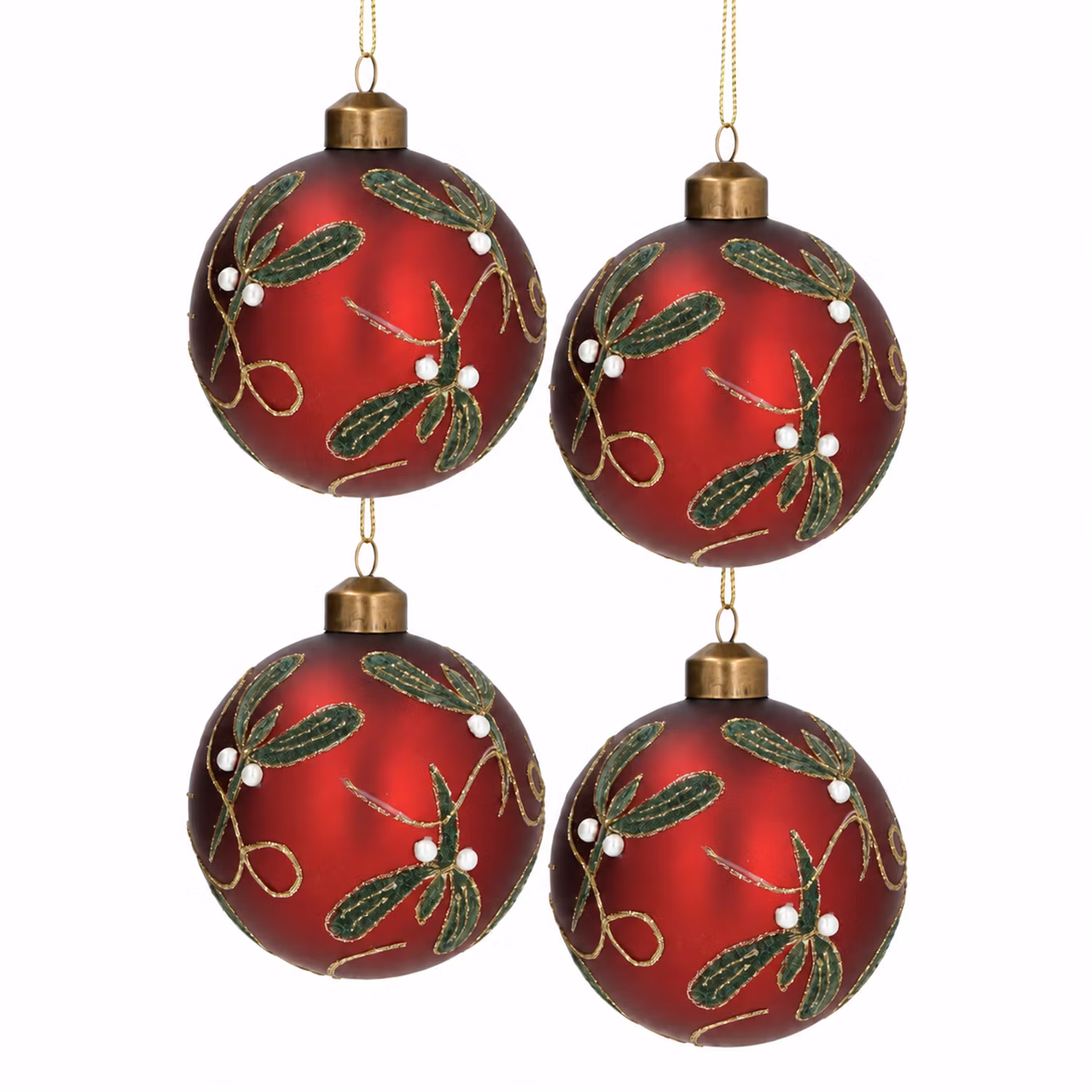 Julgranskulor Mistel röda i glas 8cm 4-pack