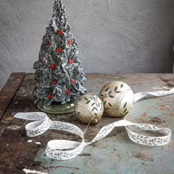 Julgranskulor Zefir i glas krämvita med guld 8 cm 4-pack