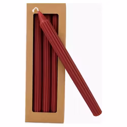 Räfflade Kronljus Djupröda 4-pack Stearin