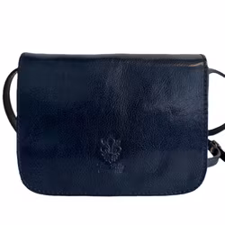 Läderväska med axelrem marinblå