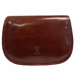 Klassisk axelväska i äkta läder brun