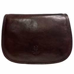 Klassisk axelväska i äkta läder mörkbrun