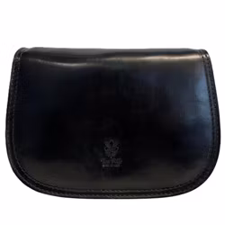 Klassisk axelväska i äkta läder svart