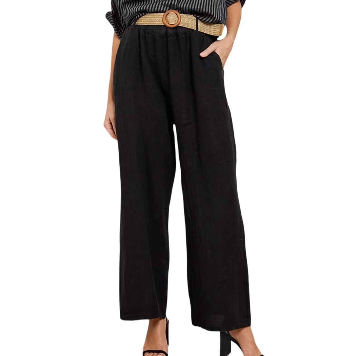 Svarta linnebyxor dam med bra vidd och avslappnad passform. Perfekta i varmt väder.