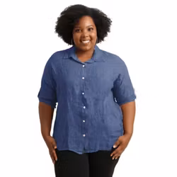 Linneskjorta Gemma plus size 42-48 blu denim