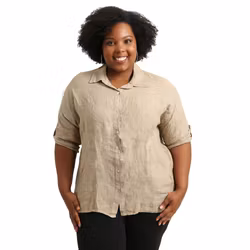 Linneskjorta Gemma plus size 42-48 beige