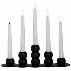 Lykke ljusstake svart med fem batteriljus