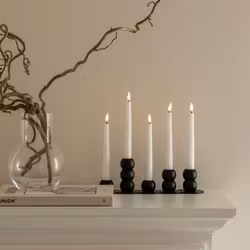 Lykke ljusstake svart med fem batteriljus