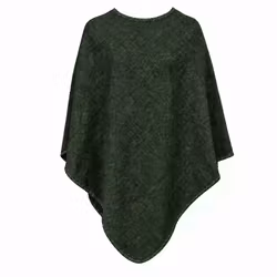 Poncho mossgrön med kantsöm i ull - Mariedal Design