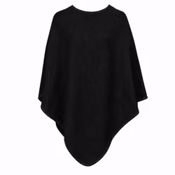 Poncho svart med kantsöm i ull - Mariedal Design