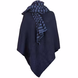 Poncho mörk blåbär ull Mariedal jacquard