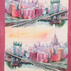 Sjal ull/viskos 70x180 cm mönstrad rosa