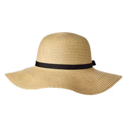 Stråhatt dam beige med svart rosett