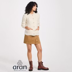 Kofta merinoull kabelstickad cremevit