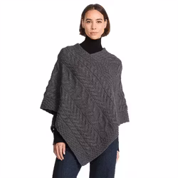 Poncho merinoull kabelstickad grafit