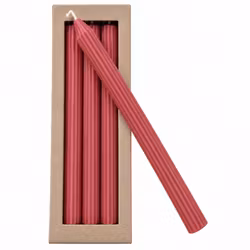 Räfflade kronljus rosaröda 4-pack stearin