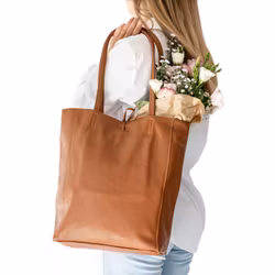 Läderväska shopper cognac