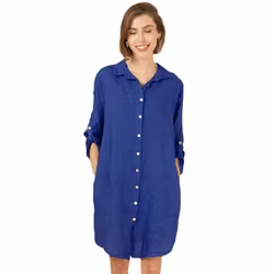 Skjortklänning linne Marcella 36-42 blu reale