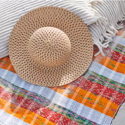 Stråhatt dam beigebrun flätad