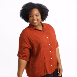 Linneskjorta Gemma plus size 42-48 mattone