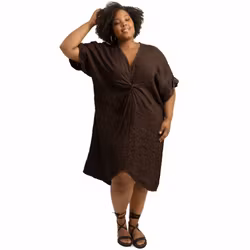 Linneklänning Teresa plus size 44-50 cioccolato