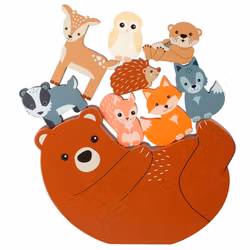 Balanslek trä skogsdjur Orange tree toys