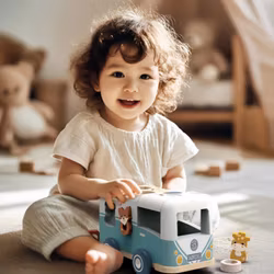 Sorteringslåda minibuss i trä