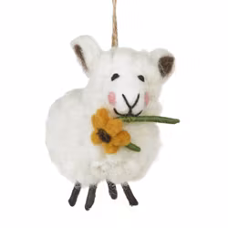 Ulldjur fåret Meryl med blomma