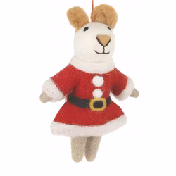 Ulldjur hänge mus i tomtekläder